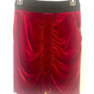 BCBG Max Azria burgundy/red velvet skirt w/pockets